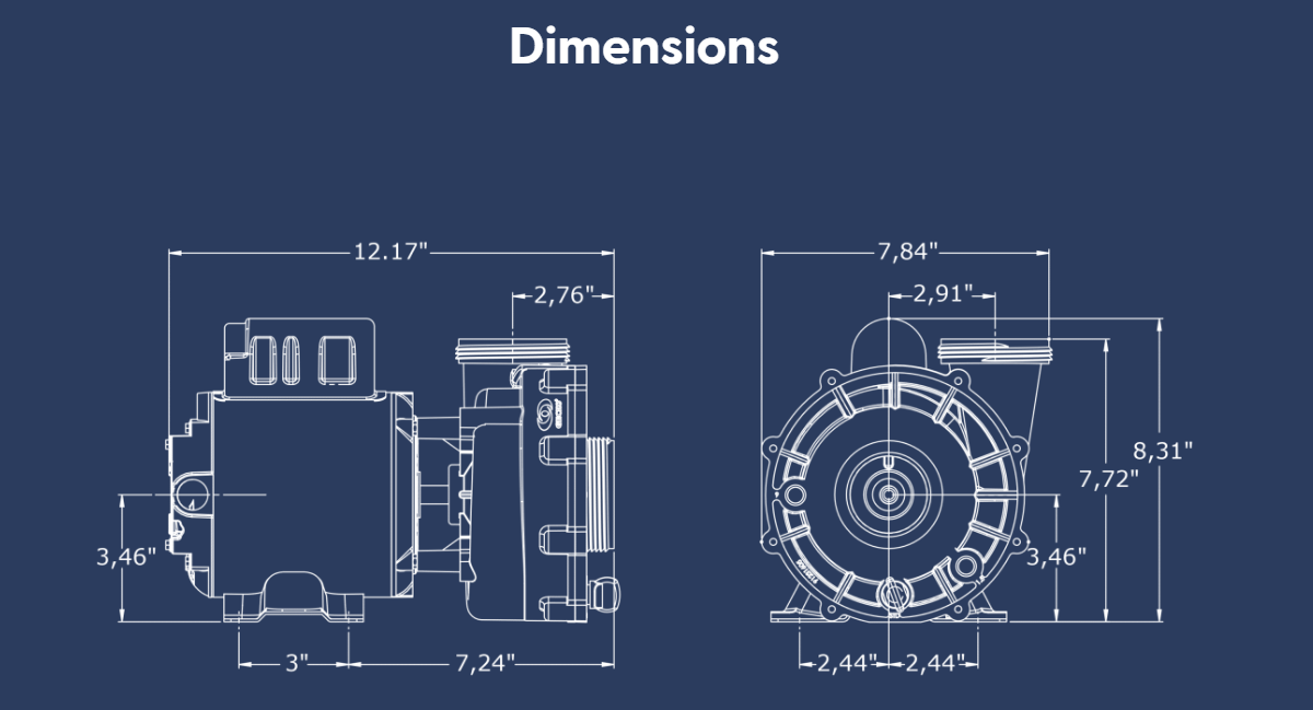 1/15 HP Gecko Aqua-Flo CMXP Spa Pump 1 Speed 230V 2" MBT 06093000-2000 Circulation Pump, 0.6 Amp, 48 Frame, 2" MBT Plumbing, Side Discharge, Less Unions